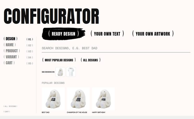 The configurator's opening screen