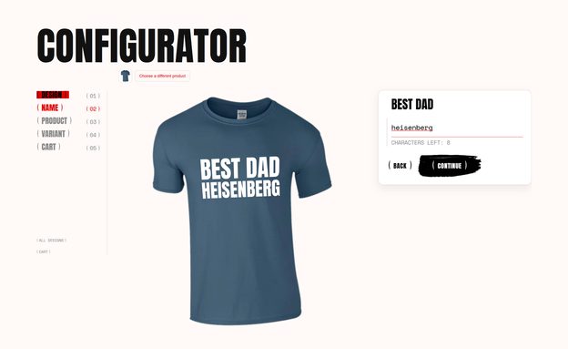 A name being typed onto a shirt